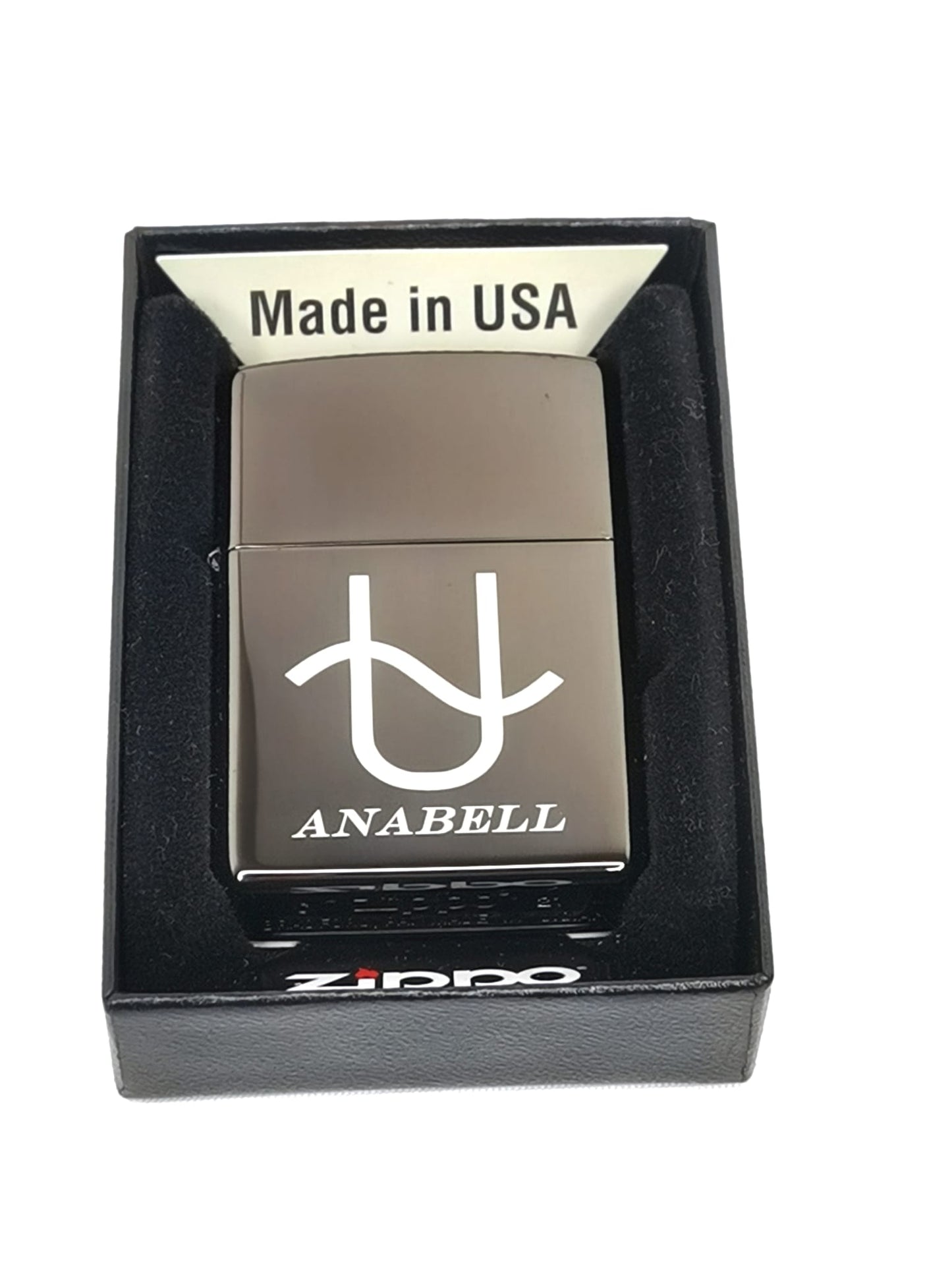 Personalised High Polish Black Ice Zippo Lighter with Custom Engraving