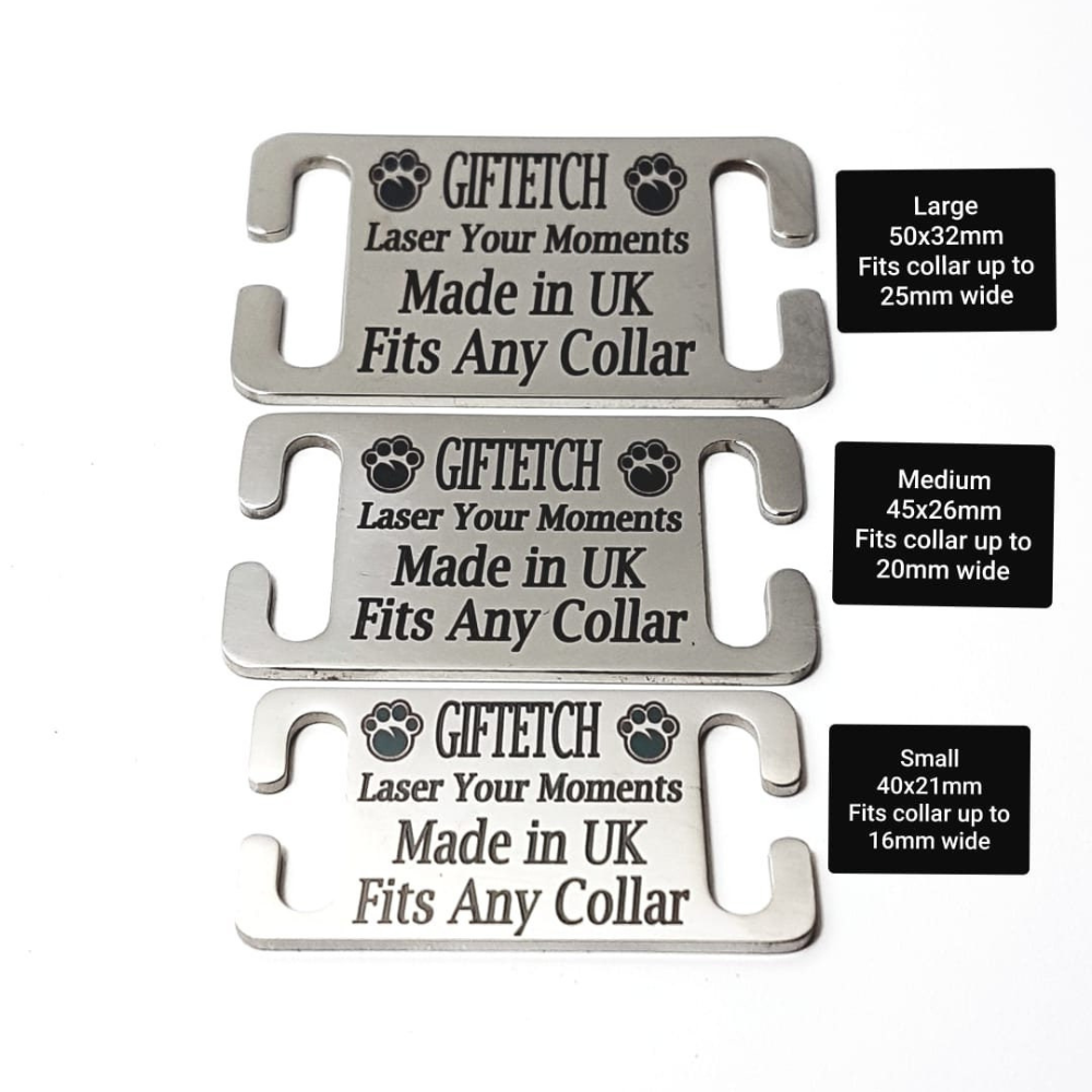 Personalised Stainless Steel Slide on Collar Tags, Pet Id Tags, Dog Collar Tags, Metal Dog Tags