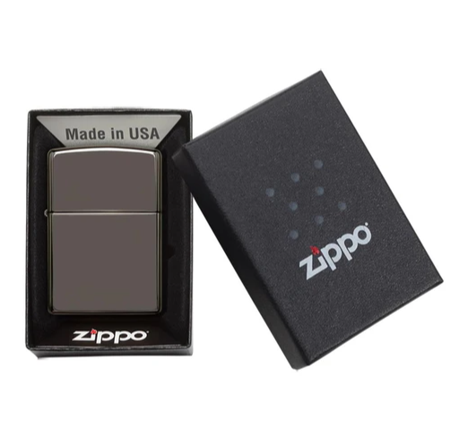 Personalised High Polish Black Ice Zippo Lighter with Custom Engraving