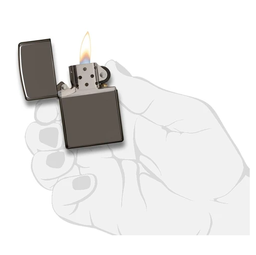 Personalised High Polish Black Ice Zippo Lighter with Custom Engraving