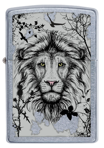 Personalised Zippo Street Chrome Lion Head Design