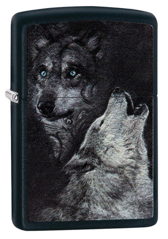 Personalised Black Zippo Wolf Design Lighter