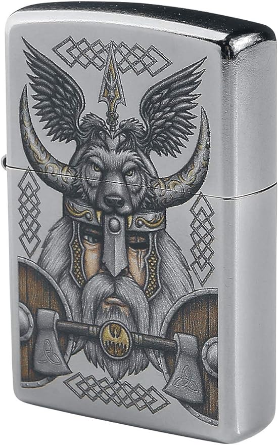 Personalised Zippo Viking Odin Design Street Chrome Lighter - Custom Engraved  Windproof Oil Lighter