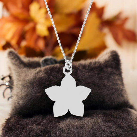 Golden Silver Unique Linked Chain Sterling Silver Jasmine Flower Pendant Necklace for Girls and Women