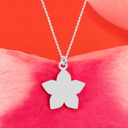 Golden Silver Unique Linked Chain Sterling Silver Jasmine Flower Pendant Necklace for Girls and Women