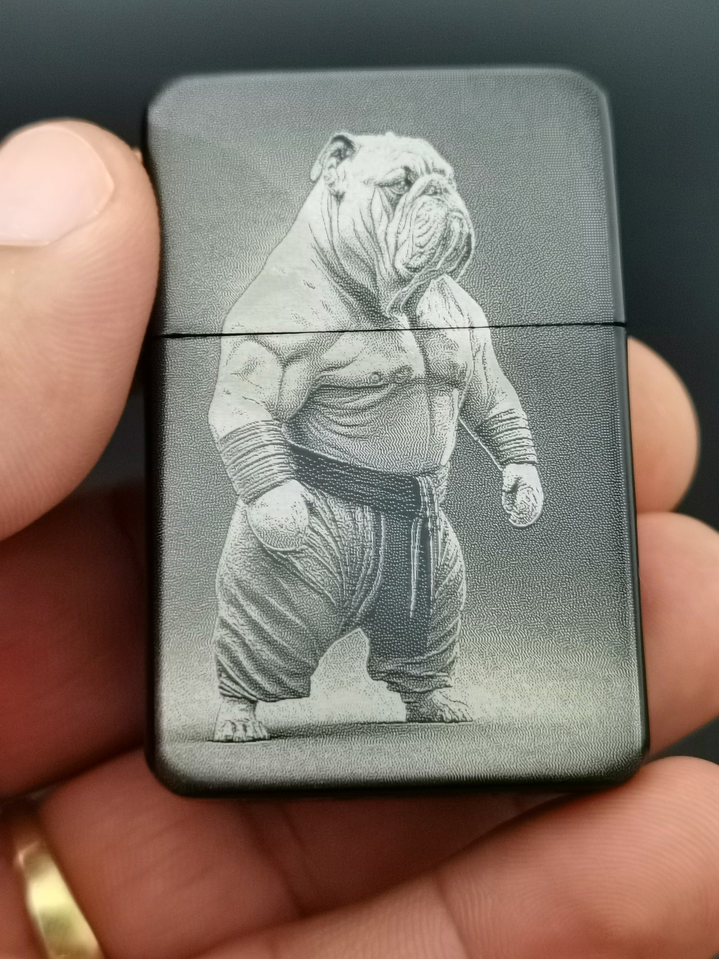 Personalised Engraved Karate Bulldog Windproof Oil Lighter