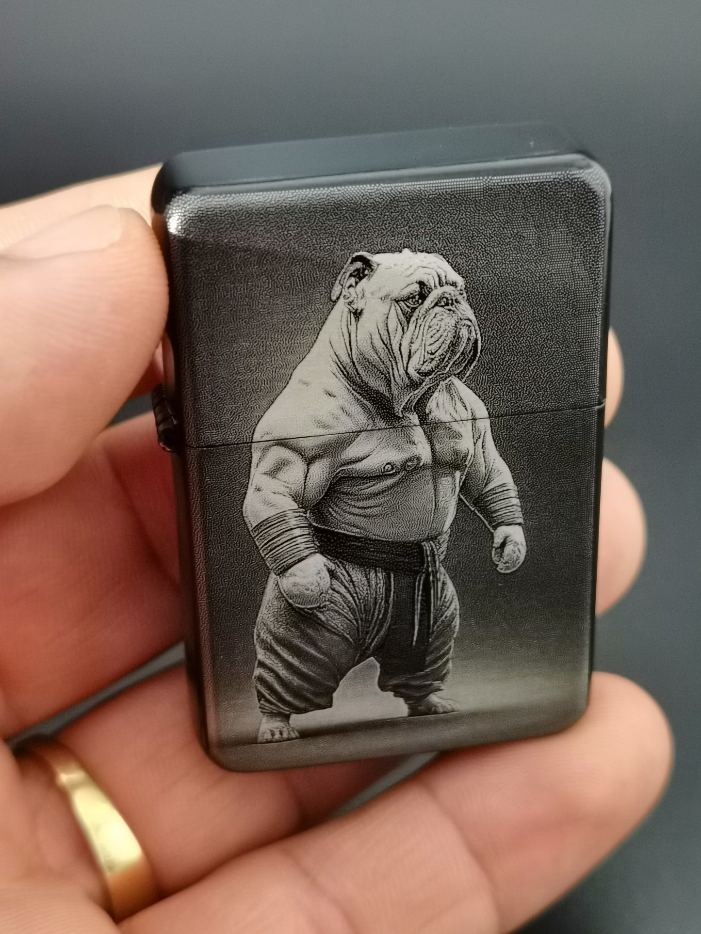 Personalised Engraved Karate Bulldog Windproof Oil Lighter
