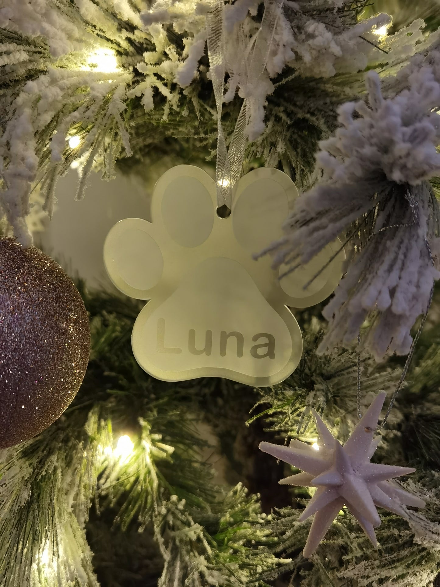 Customized Dog Paw Acrylic Christmas Tree Keepsake Decoration