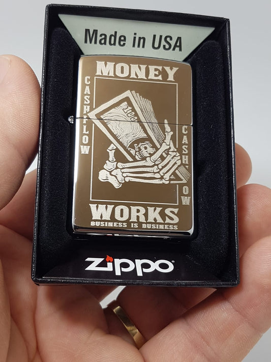 Personalised High Polish Black Ice Zippo Lighter with Custom Engraving