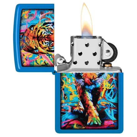 Engraved Brass Zippo Lighter - Personalised Painted Tiger Design Lighter