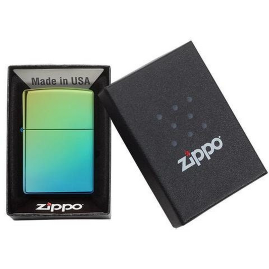 Genuine Zippo Lighter Personalised, High Polished Teal Customised Zippo in Gift Box