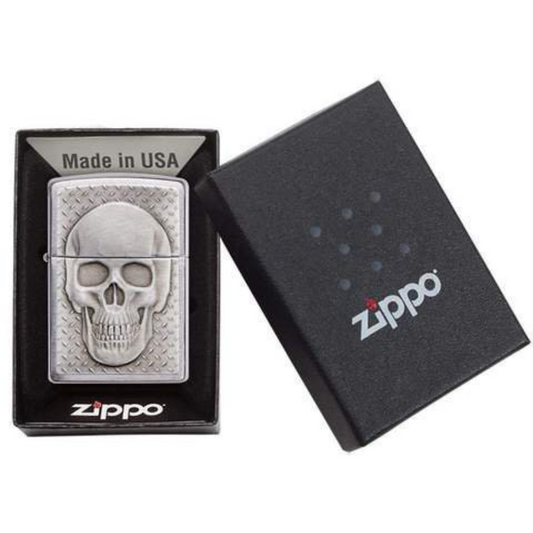 Personalised Name & Shapes Zippo Skull With Brain Surprise Emblem Design Lighters 