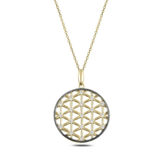 Sterling Silver Flower of Life Gold Plated Necklace With a Cubic Zirconia Stone