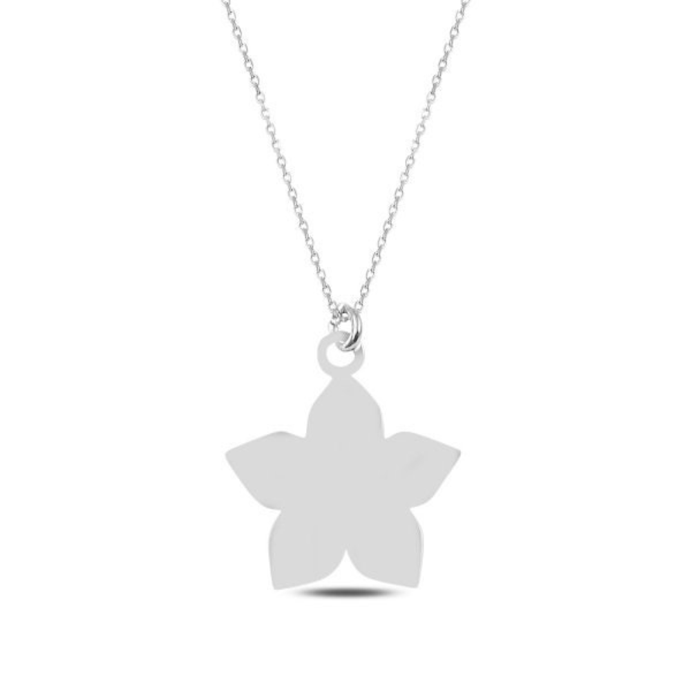 Golden Silver Unique Linked Chain Sterling Silver Jasmine Flower Pendant Necklace for Girls and Women