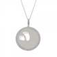 Unique New Mom Dad's Cute Gifts Sterling Silver Round Hand & Footprint Pendant Necklace with Cubic Zirconia