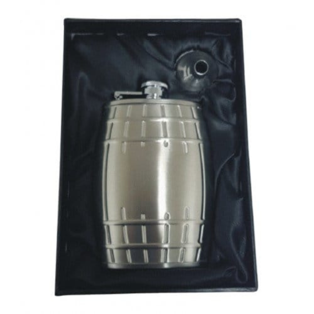 Personalised 6oz Stainless Steel Barrel Hip Flask Gift Boxed