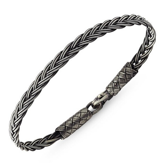 Oxidised Silver Kazaz Handwoven Braided Wire Wrapped Authentic Bracelet by Giftetch