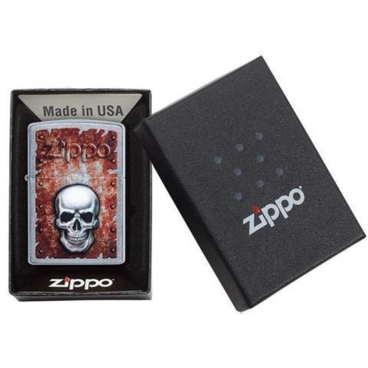 Personalised Genuine Zippo Rusted Skull Design Lighter - Custom Engraved High-Quality Collectible Metal Windproof Lighter by Zippo