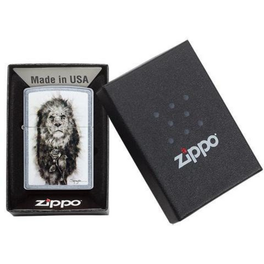 Personalised Genuine Zippo Spazuk Lion Design Lighter - Custom Engraved Refillable Windproof Lighter with Unique Artwork by Steven Spazuk