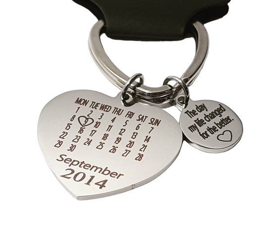 Personalised Heart Calendar Keyring