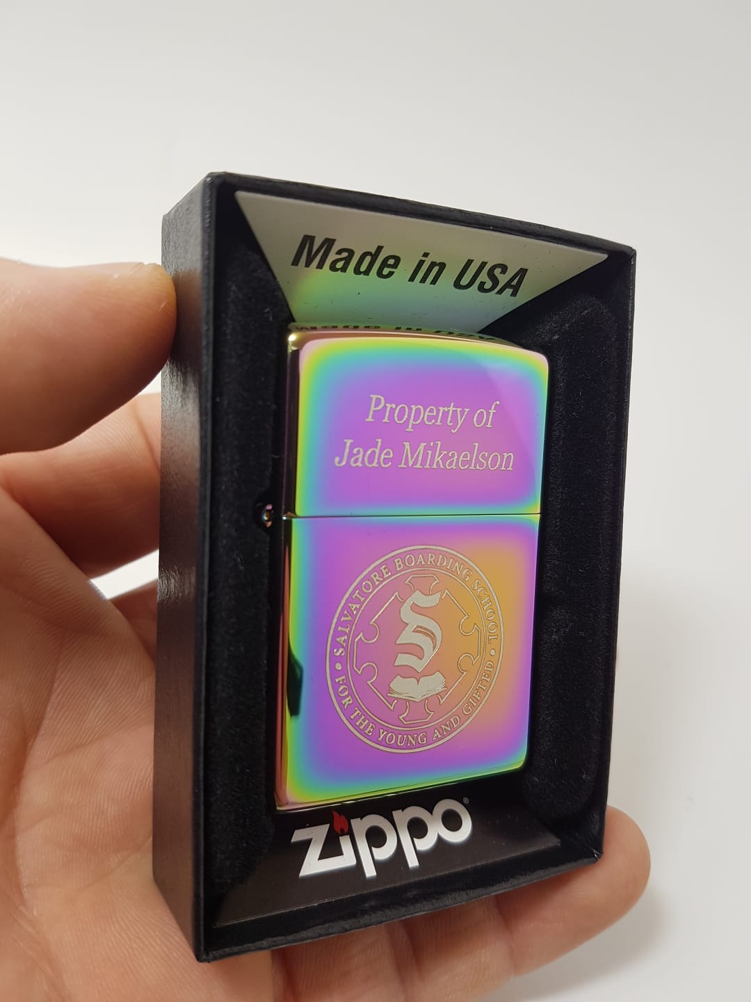 Personalized Genuine High Polish Spectrum Zippo Lighter: Custom Engraved Collectible Keepsake