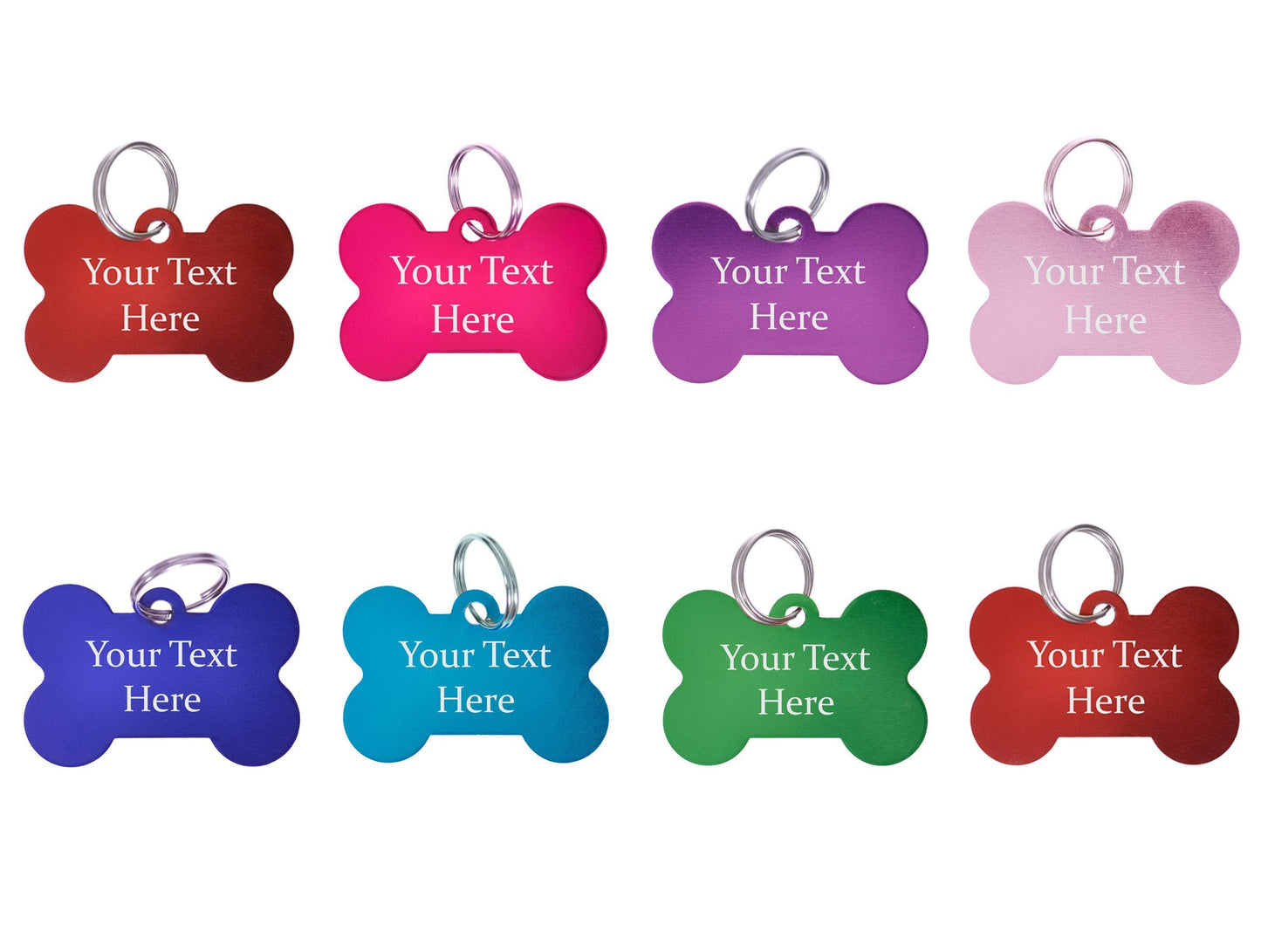 Personalised metal dog tag, Bone shaped multicoloured pet tags for collars