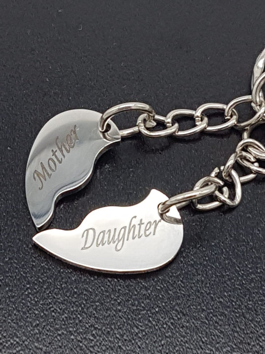 Personalised Interlocking Split Heart Keyrings - Mother & Daughter, Best Friends