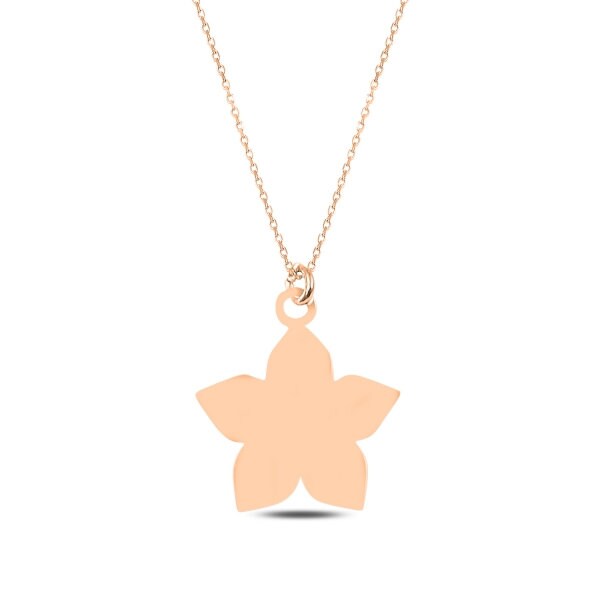 Golden Silver Unique Linked Chain Sterling Silver Jasmine Flower Pendant Necklace for Girls and Women