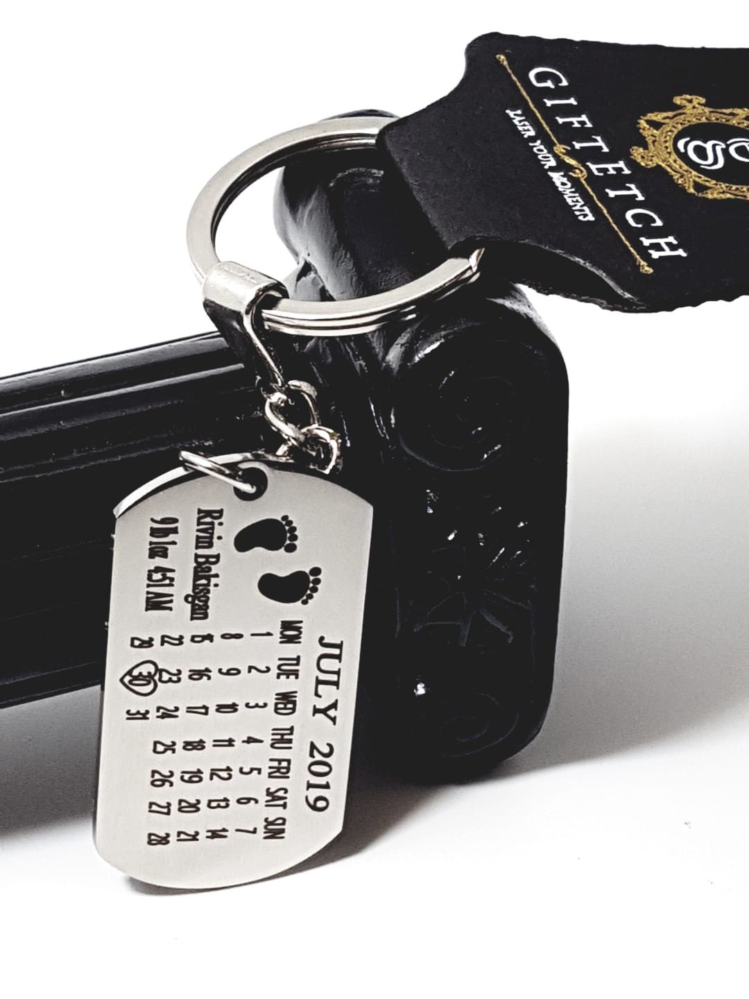 Personalised an Unforgettable Day, Date of Birth/Weight, Time Calendar Keyring