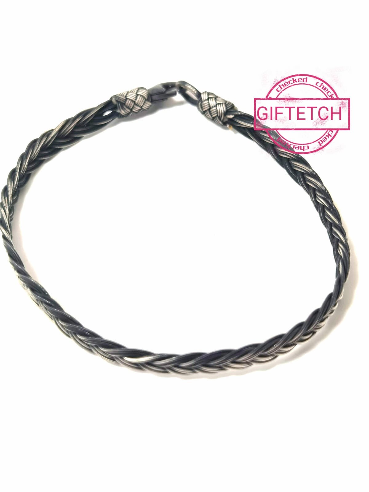 Oxidised Silver Kazaz Handwoven Braided Wire Wrapped Authentic Bracelet by Giftetch