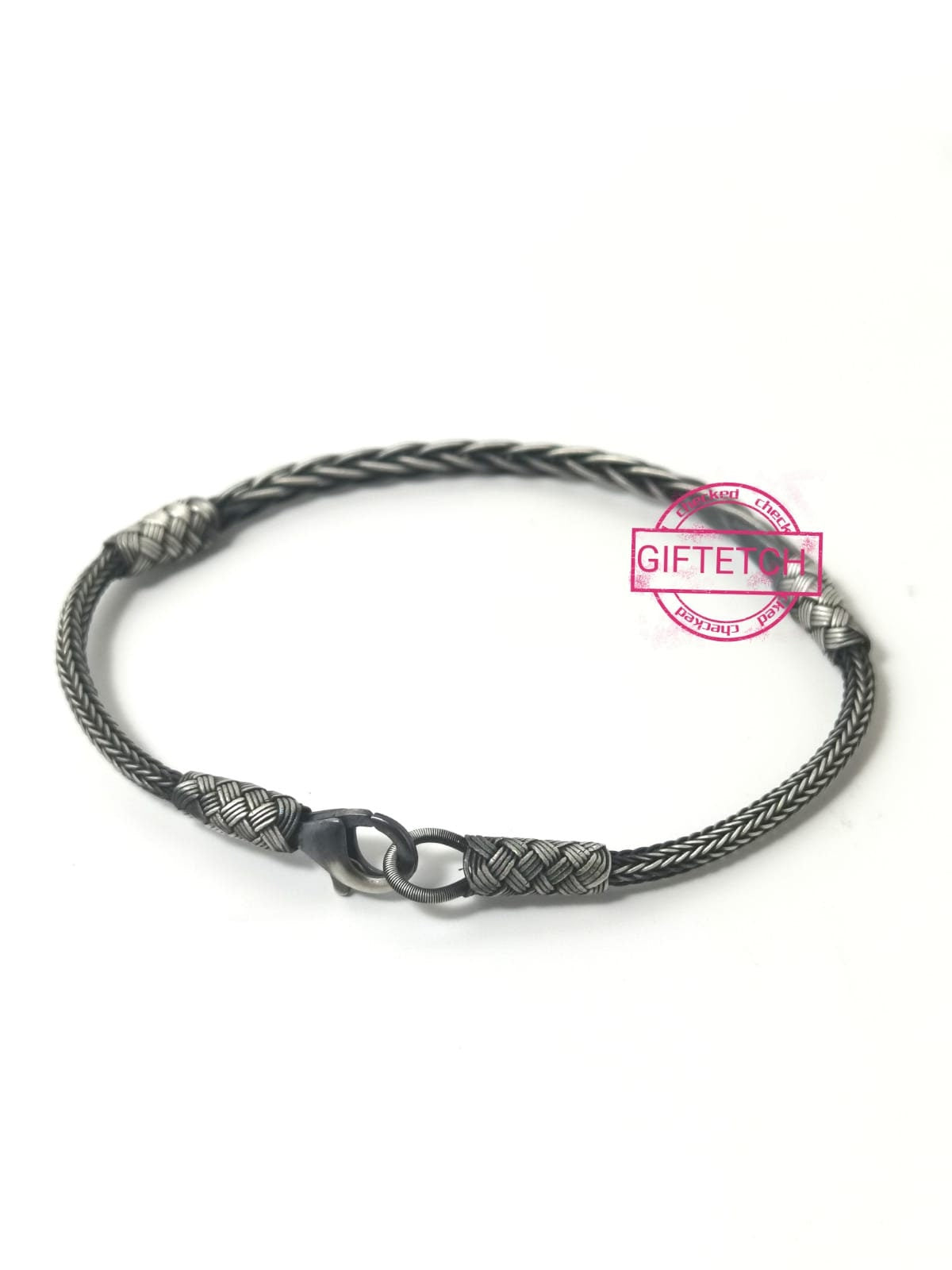 Oxidised Silver Ancient Turkish Classic Kazaz Handwoven Braided Bracelet by Giftetch