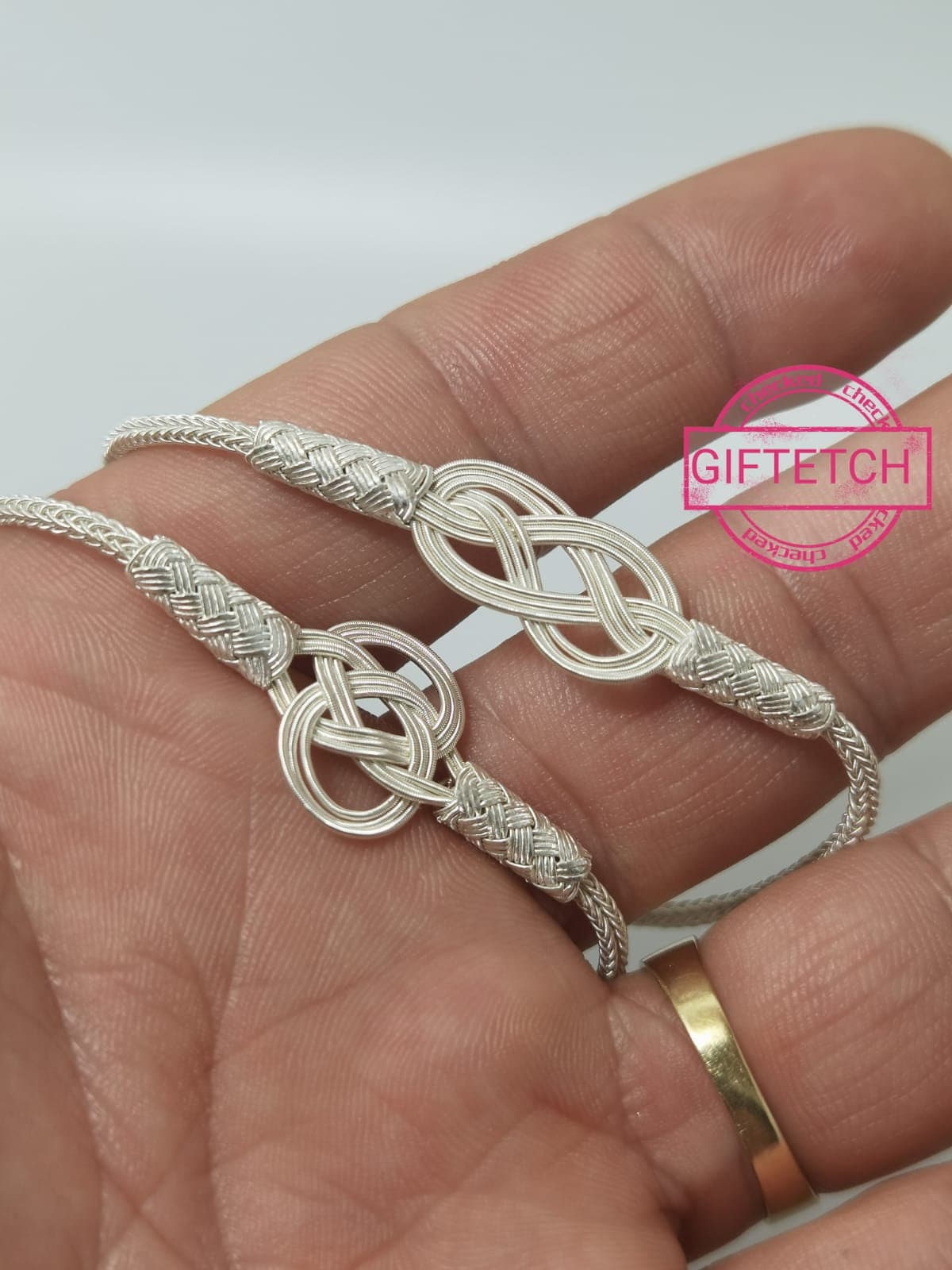 Authentic Classic Ancient Style Handwoven Sterling Silver Celtic Knot Wired Hand Finished Kazaz Bracelet for Men & Women By Giftetch