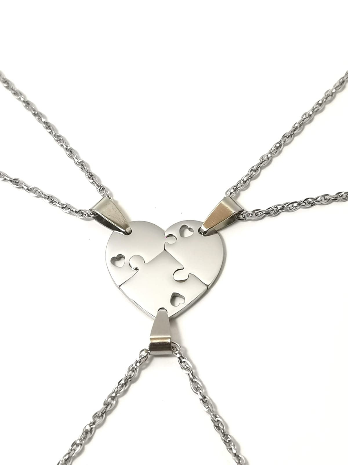 Personalised Stainless Steel 3 in 1 Heart Jigsaw Puzzle Interlocking Necklace
