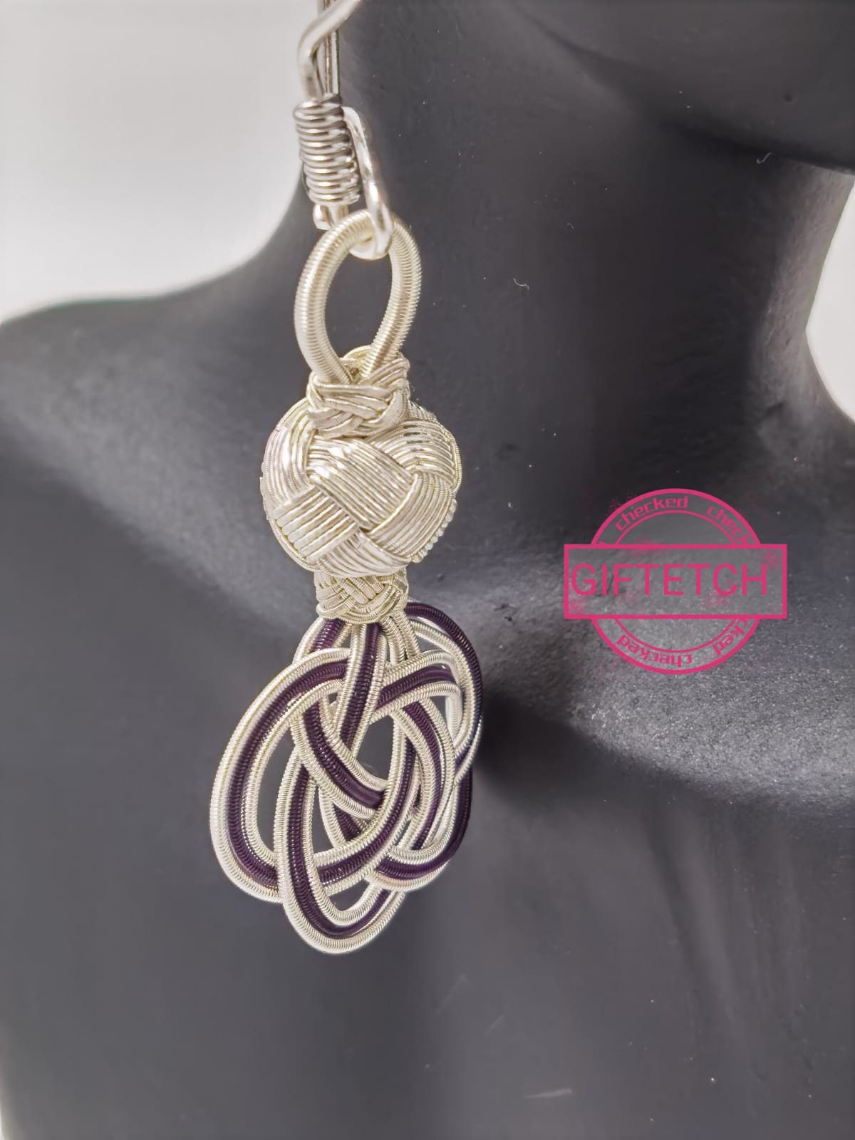 Sterling Silver Handwoven Silver/Oxidized Two Tone Ancient Style Traditional Kazaz Celtic Love Knot Earrings