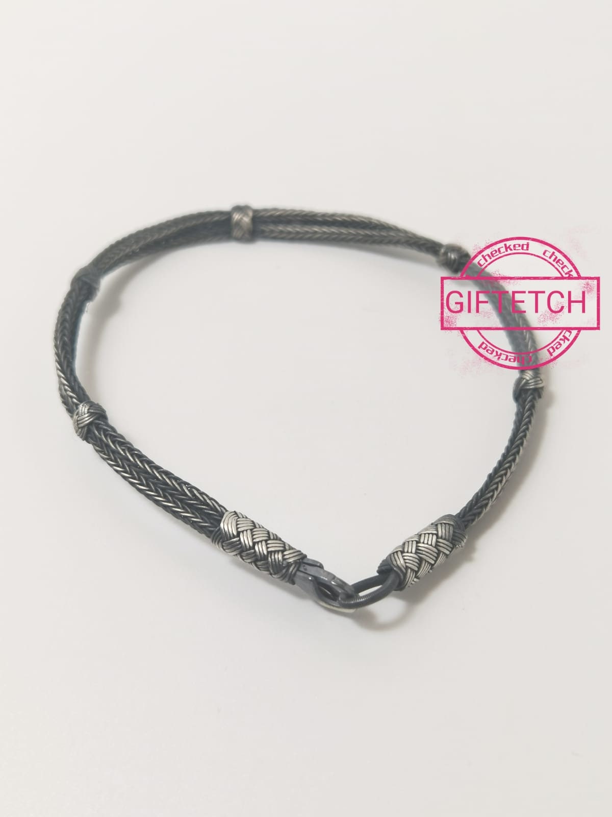 Oxidised Silver Kazaz Handwoven Bracelet
