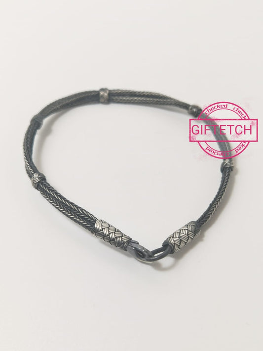 Oxidised Silver Kazaz Handwoven Bracelet