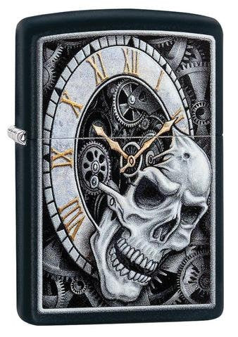 Customized Zippo Lighter with Unique Skull Clock Design - Personalized Gift for Smokers and Collectors