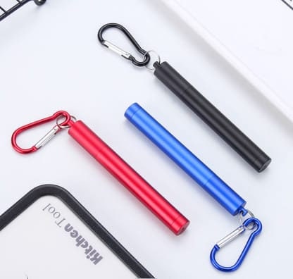 Personalised Collapsible Metal Straw, Travel Case and Cleaning Brush