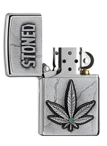 Personalised Genuine Zippo Stoned Weed Leaf Awesome Engraved Lighter for Pot Lovers