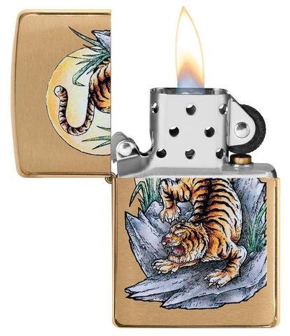 Customizable Zippo Lighter with Tiger Tattoo Design for Personalization