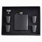 Personalised Black Stainless Steel 6oz Hip Flask with Funnel and 4 Cups in a Presentation Box