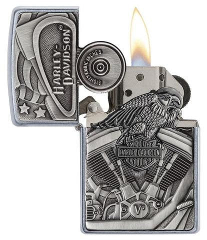 Heavy Unique Personalised Zippo Harley-Davidson Motor Cycles Emblem Lighter
