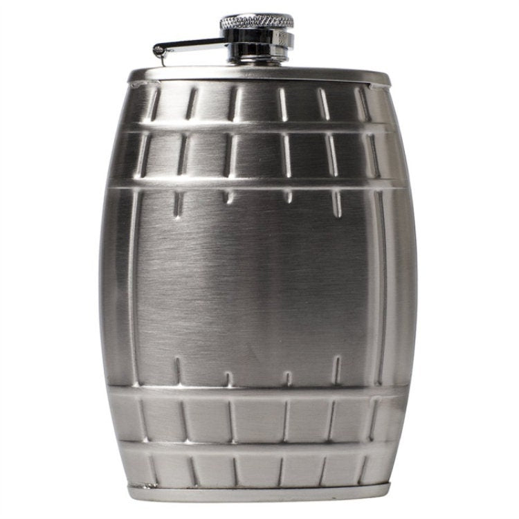Personalised 6oz Stainless Steel Barrel Hip Flask Gift Boxed
